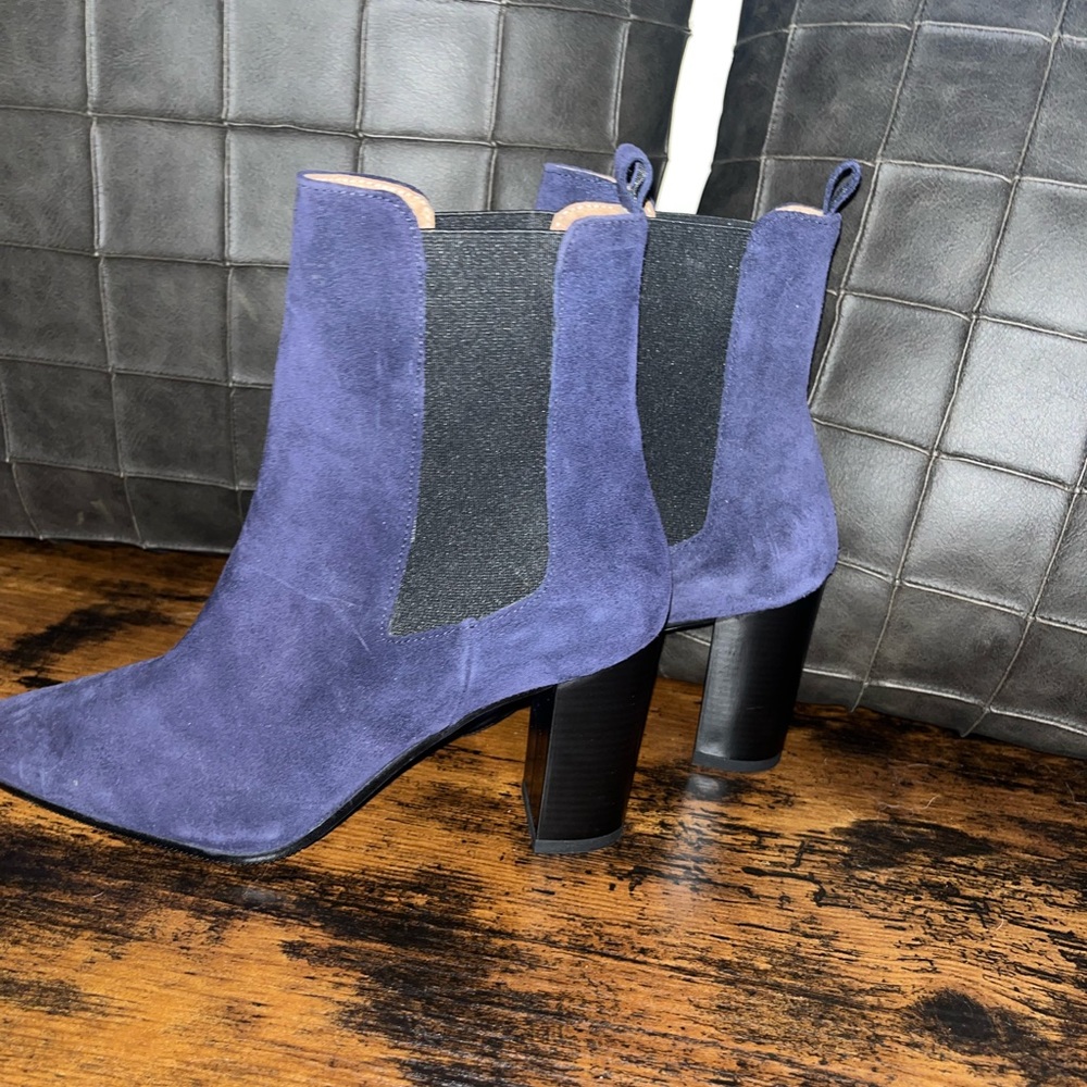Antonio De Faria Débora Leather Blue Suede Ankle Boots Bootied sz 38 - Picture 2 of 5